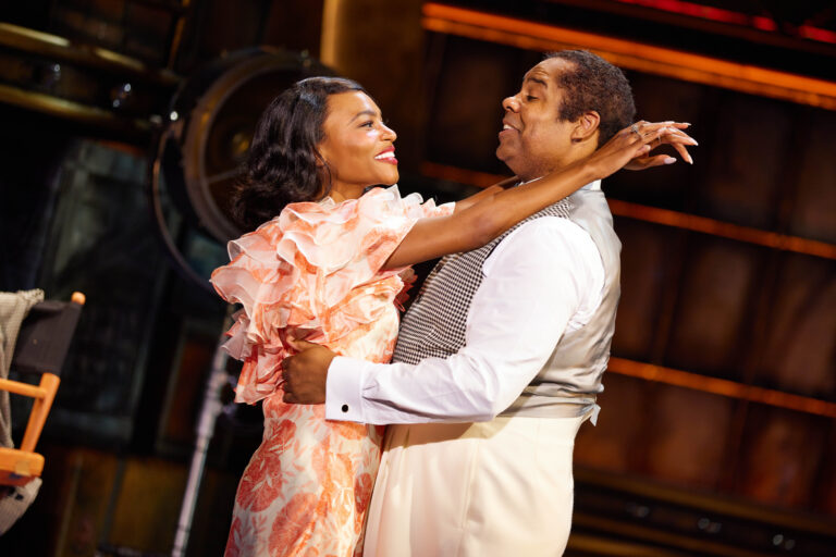 Brennyn Lark as Alpha Smith, James Monroe Iglehart as Louis Armstrong in A Wonderful World at Broadway in Chicago