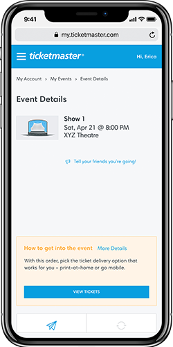 managing your tickets on iphone step 1