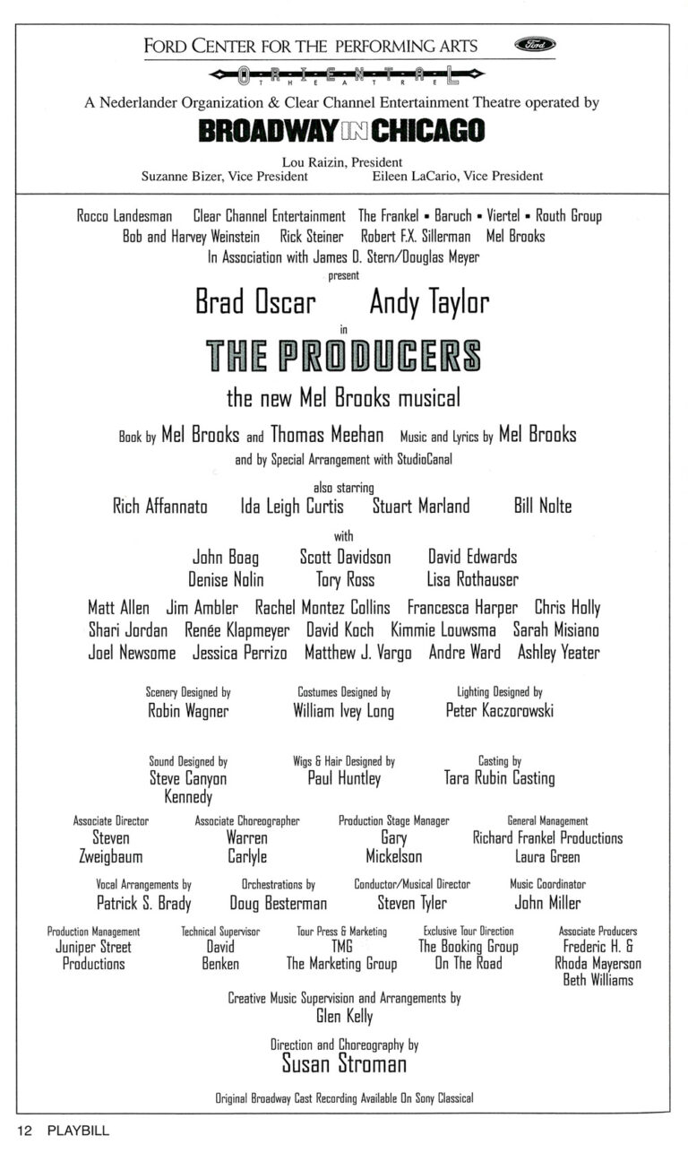 The Producers Playbill