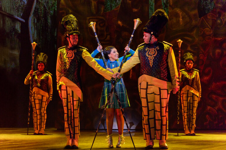 3. Dana Cimone as Dorothy and the ensemble of The Wiz as The Yellow Brick Road in the North American Tour of THE WIZ. Photo by Jeremy Daniel.
