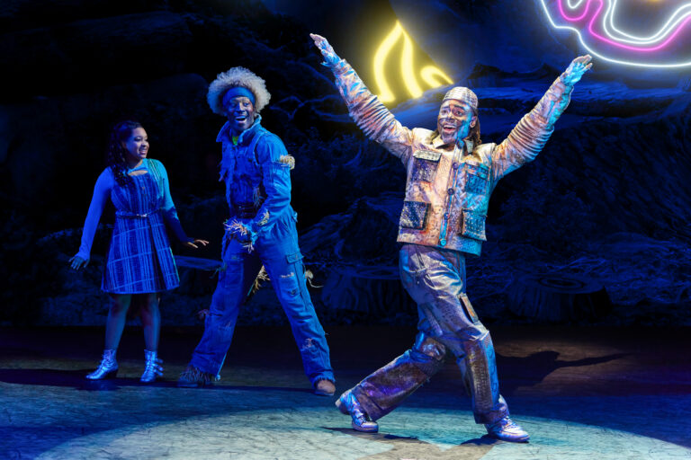 2. D. Jerome as The Tinman, Dana Cimone as Dorothy, and Elijah Ahmad Lewis as The Scarecrow in the North American Tour of THE WIZ. Photo by Jeremy Daniel